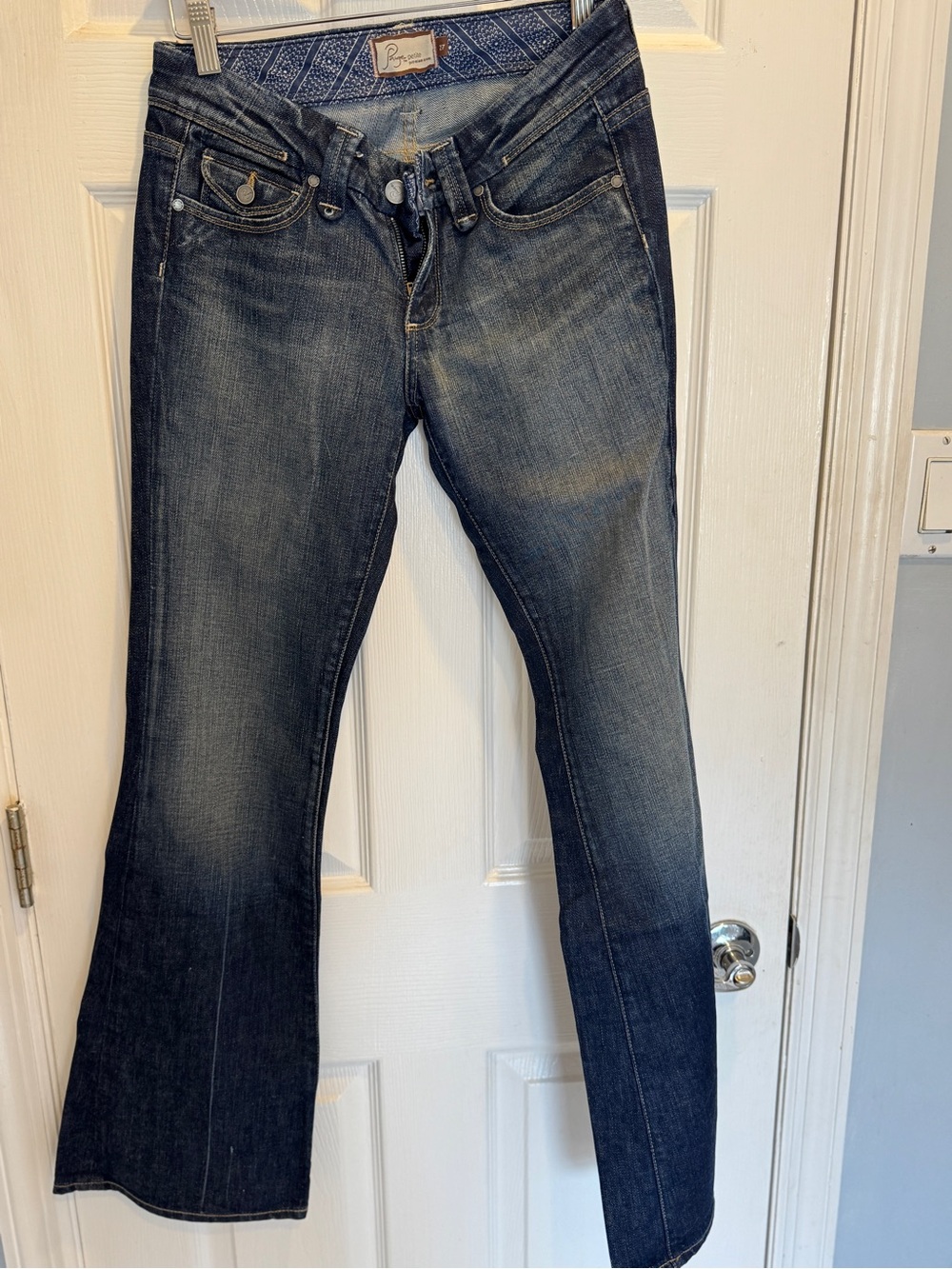 PAIGE Dark Blue Bootcut Jeans with Faded Finish